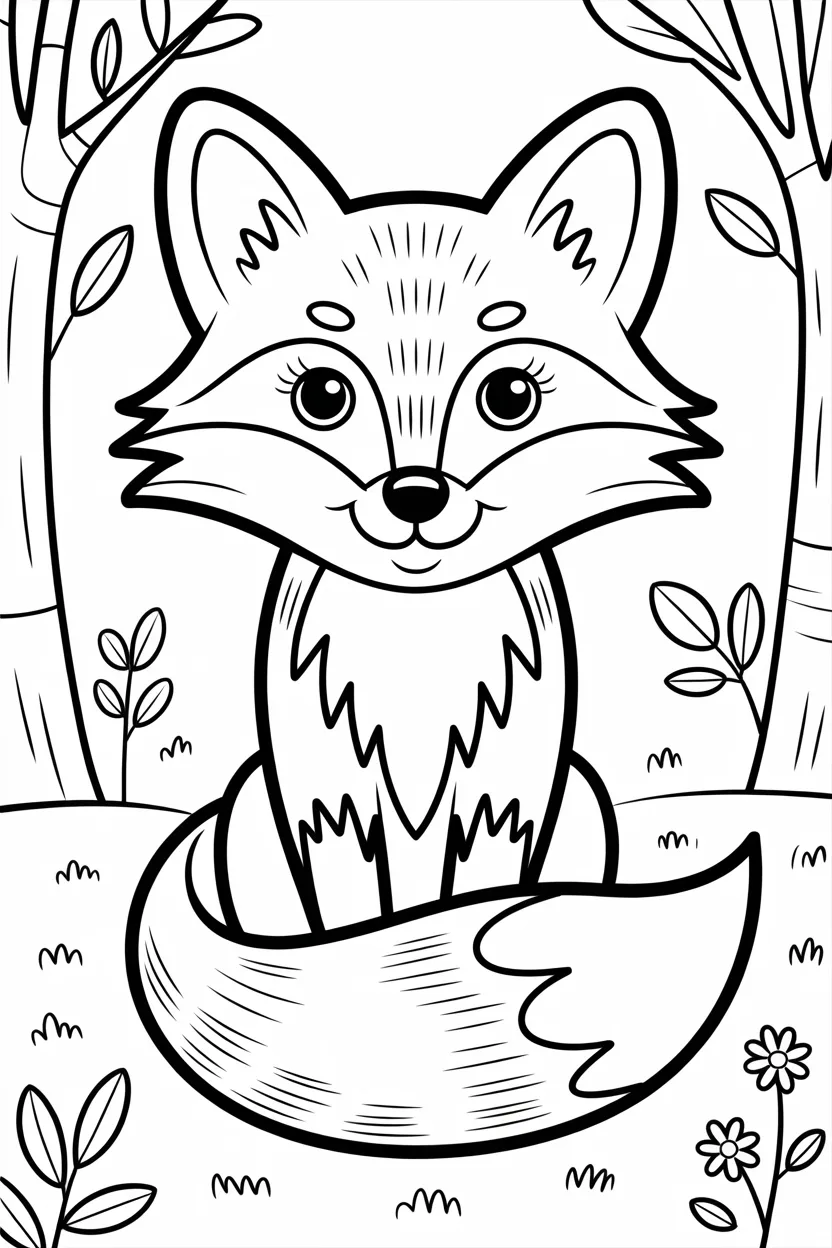 Fox Design 3 - Fox Coloring Pages Free Printable - Woodland Animal Fun