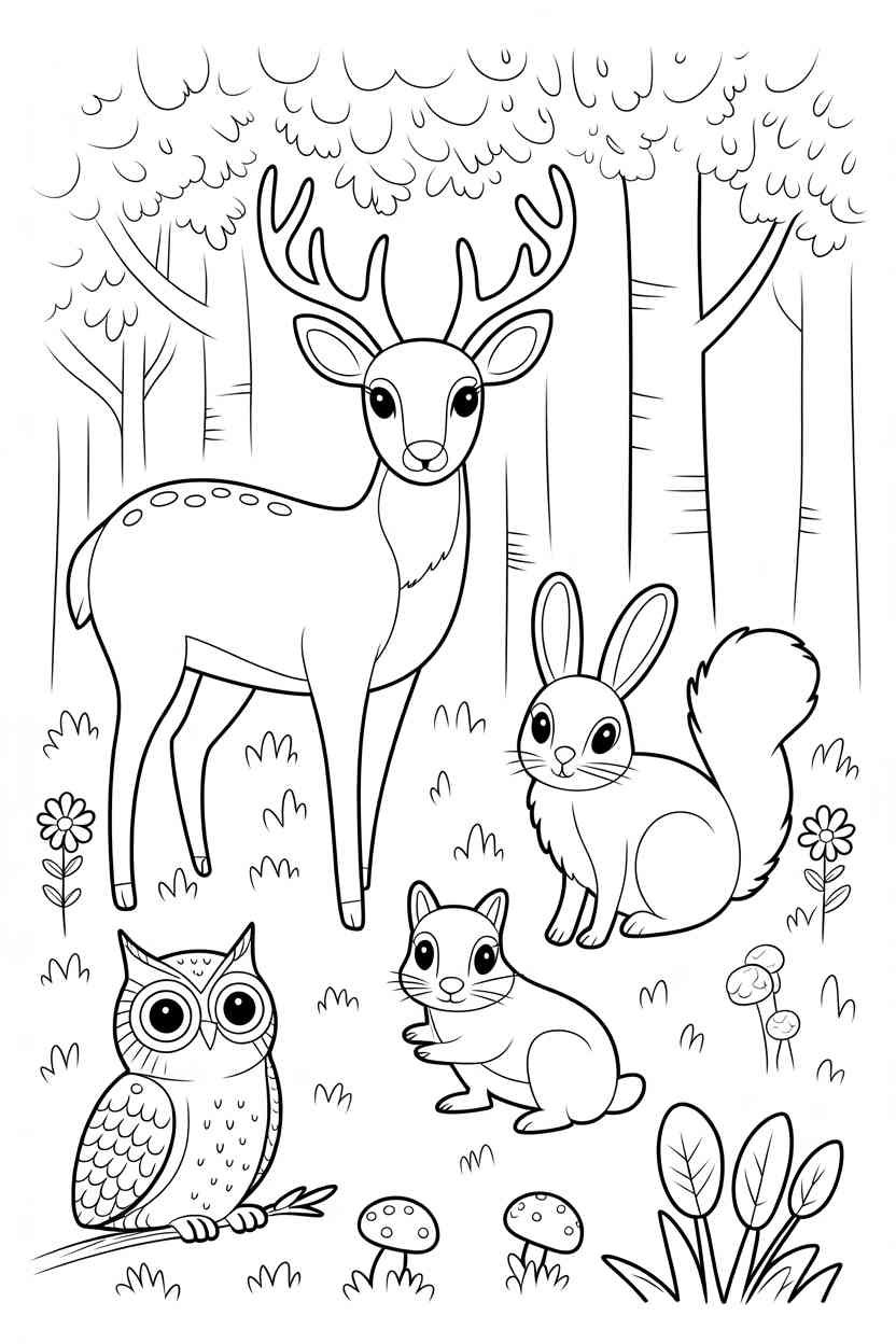 Forest animal - Free Forest Animal Coloring Pages Printable – Bring Woodland Creativity to Life (2)