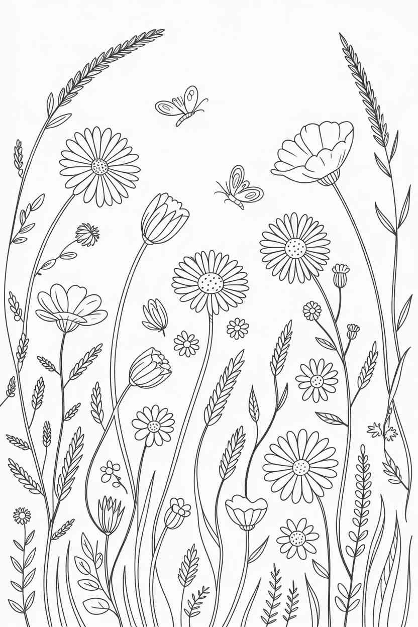 Flowers wildflowers - Free Printable Flowers (Wildflowers) Coloring Pages for All Ages (3)