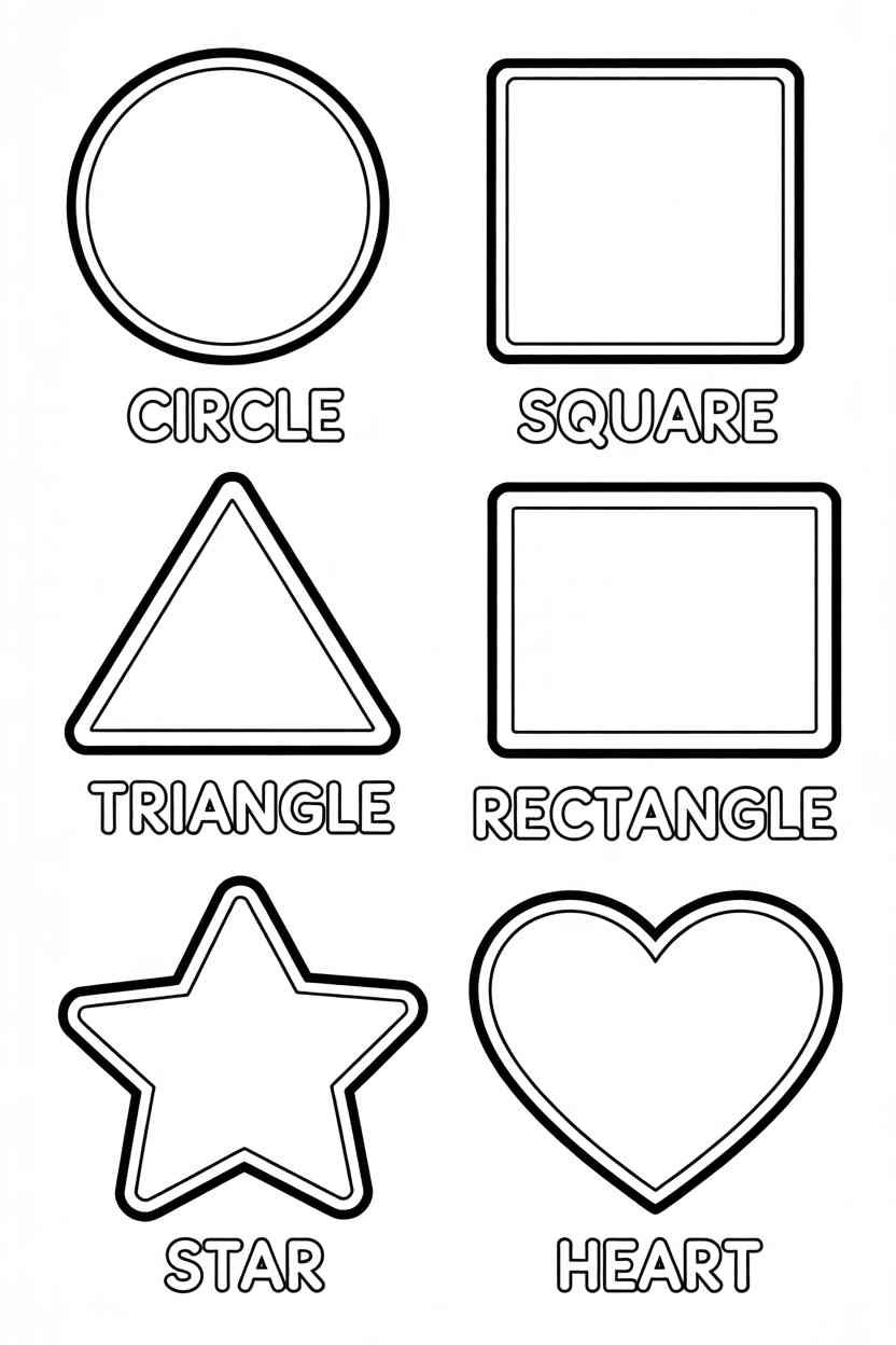 Shapes with names - Free Printable Shapes with Names for Pre Classes Coloring Pages (3)
