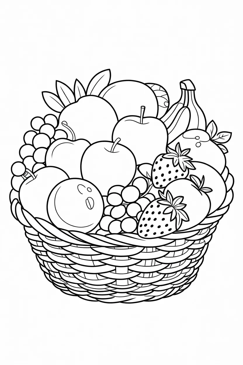 Fruits basket Design 1 - Fruits Basket Coloring Pages Free Printable