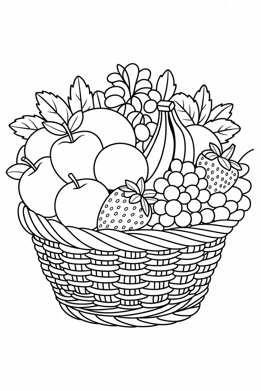 Fruits basket Design 2 - Fruits Basket Coloring Pages Free Printable