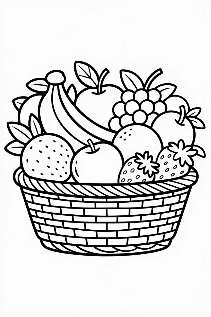 Fruits basket Design 4 - Fruits Basket Coloring Pages Free Printable