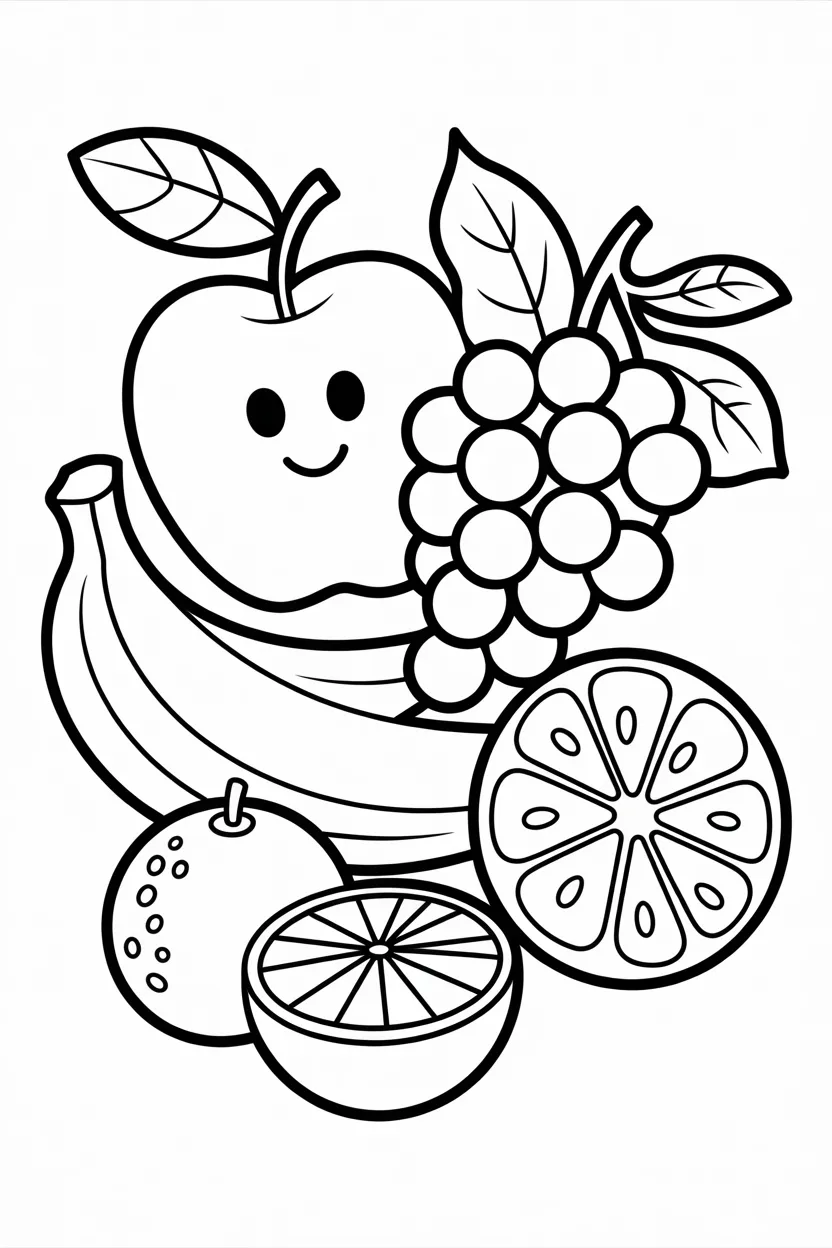 Fruits Design 1 - Fruits Coloring Pages Free Printable