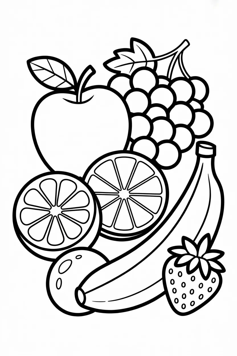 Fruits Design 2 - Fruits Coloring Pages Free Printable