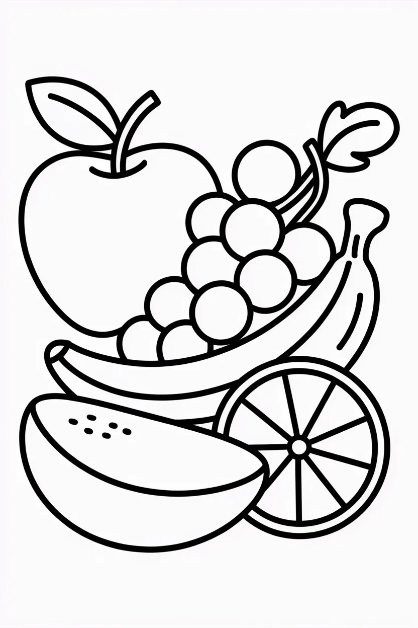Fruits Design 3 - Fruits Coloring Pages Free Printable