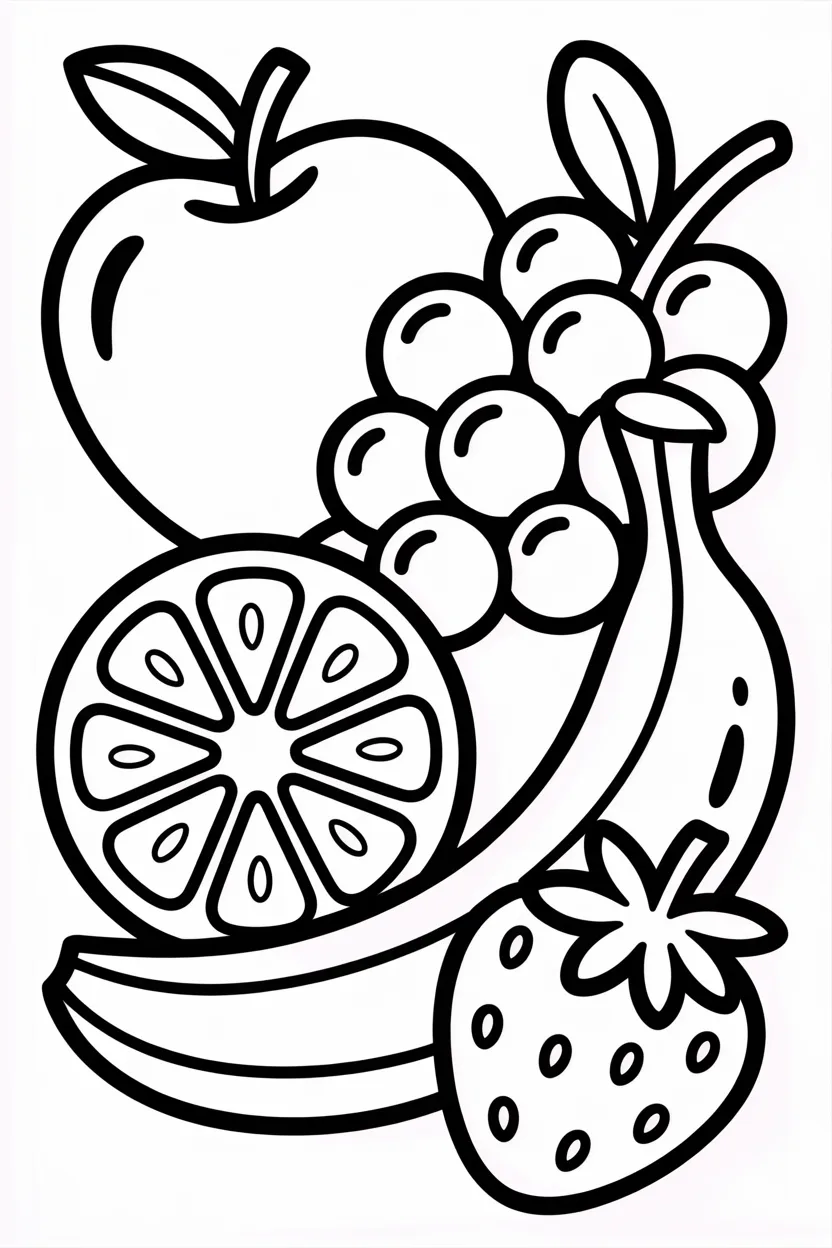 Fruits Design 4 - Fruits Coloring Pages Free Printable