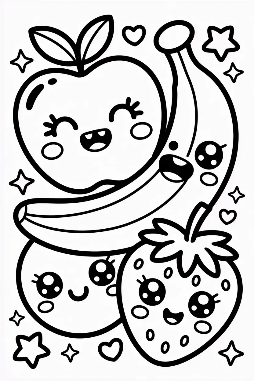 Fruits Design 1 - Fruits Coloring Pages Free Printable - Learning Activity