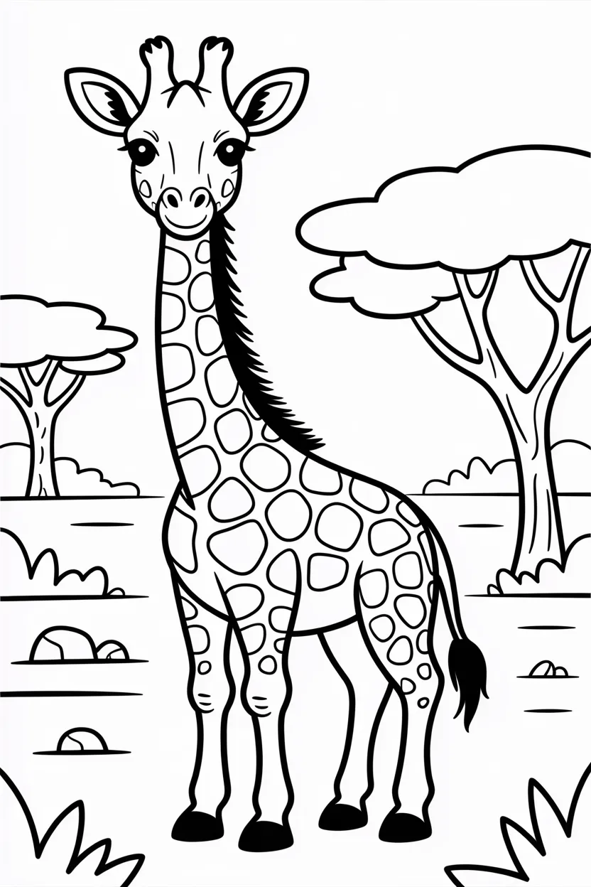 Giraffe Design 1 - Giraffe Coloring Pages Free Printable for Kids