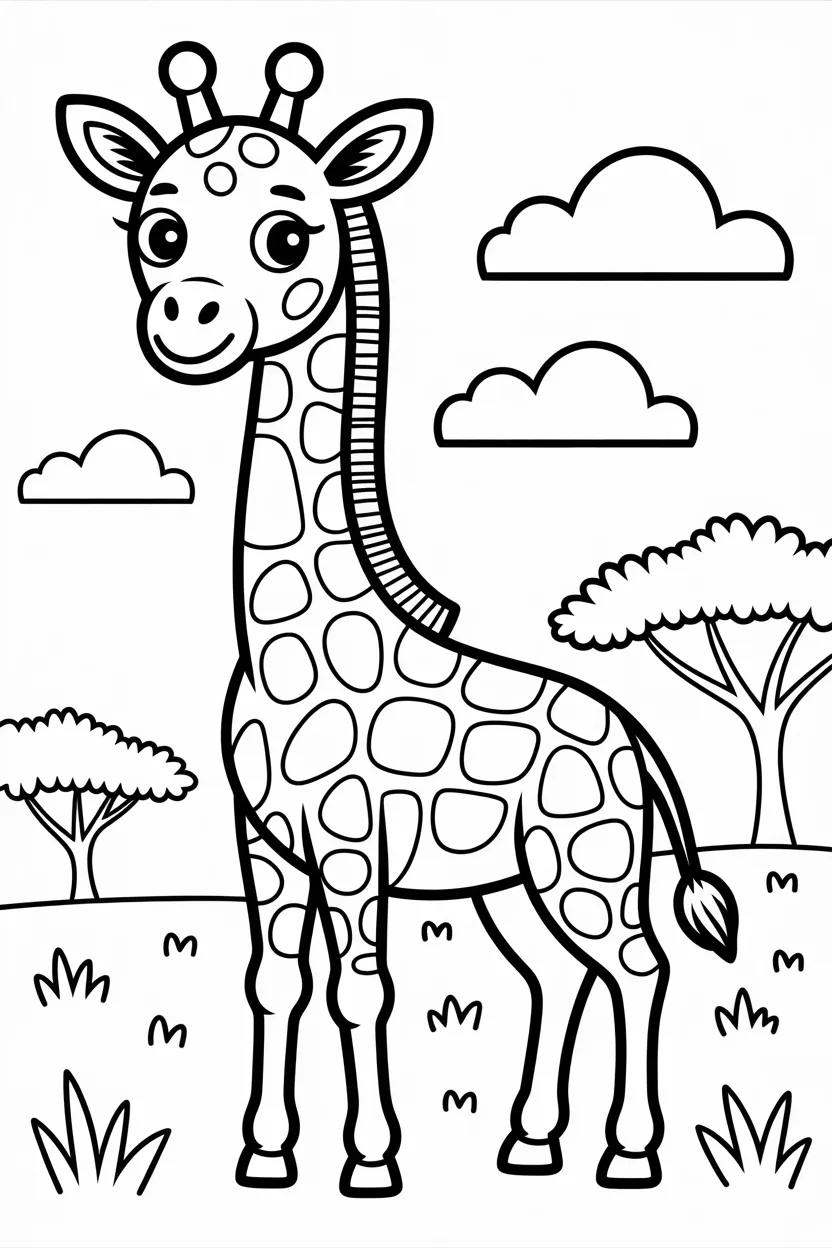 Giraffe Design 1 - Giraffe Coloring Pages Free Printable for Kids (2)