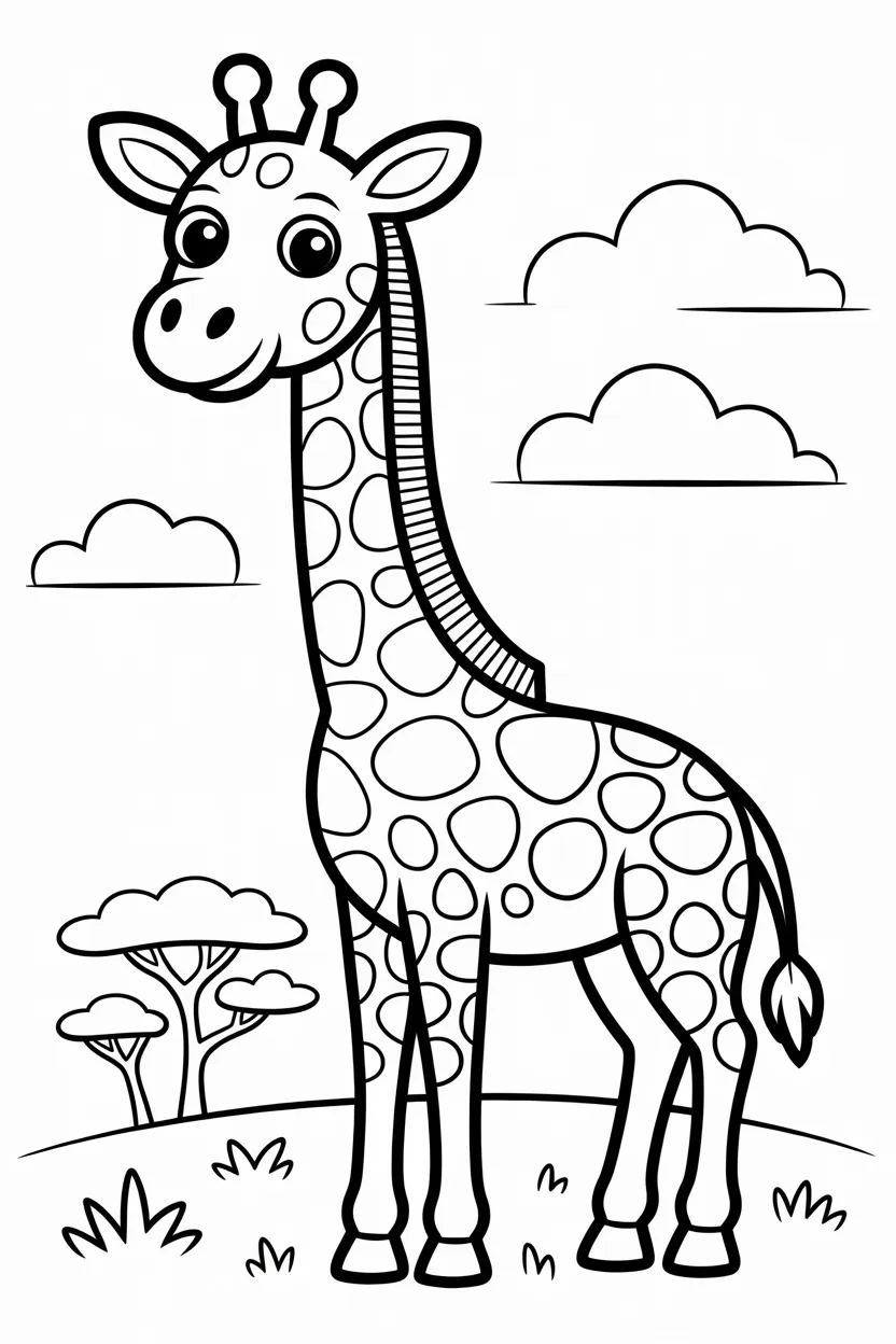 Giraffe Design 1 - Giraffe Coloring Pages Free Printable for Kids (3)