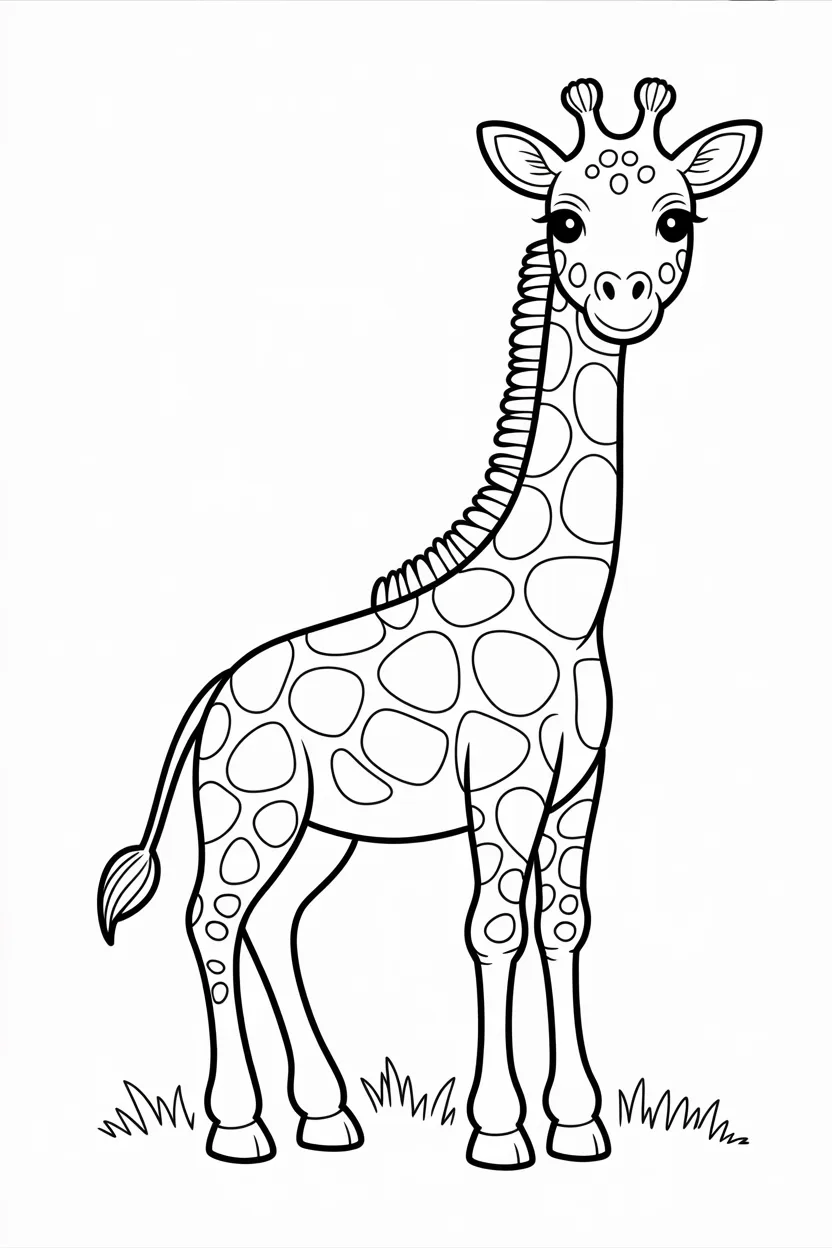 Giraffe Design 3 - Giraffe Coloring Pages Free Printable for Kids - Cute