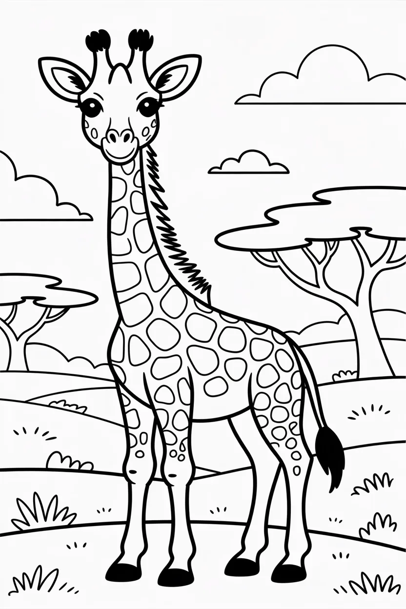 Giraffe Design 1 - Giraffe Coloring Pages Free Printable for Kids (4)
