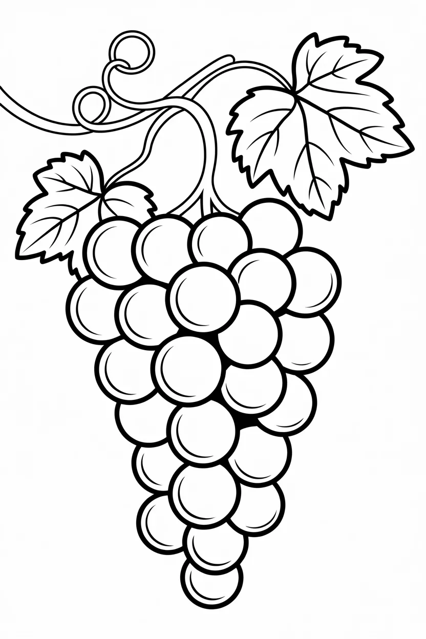 Grapes Design 1 - Grapes Coloring Pages Free Printable for Kids - Fruit
