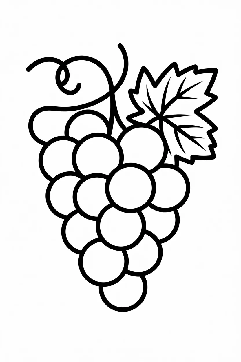 Grapes Design 2 - Grapes Coloring Pages Free Printable for Kids - Fruit