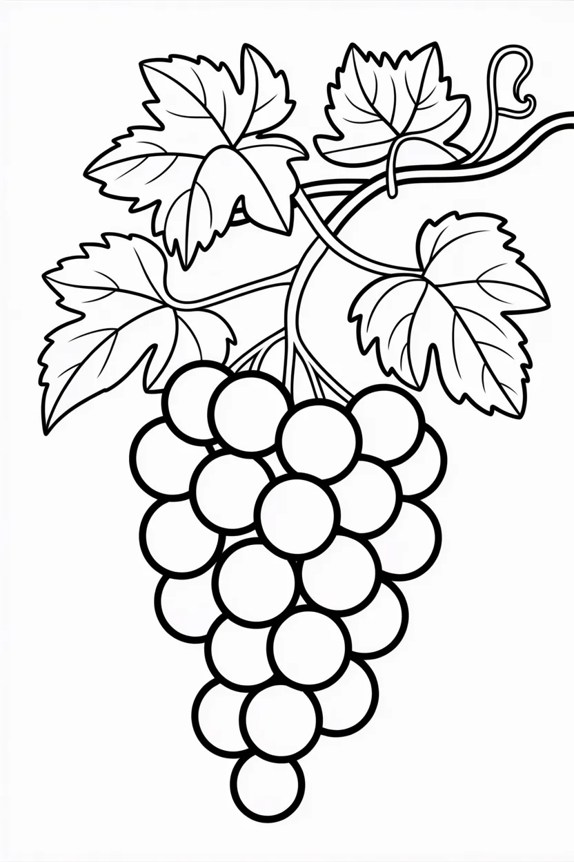 Grapes Design 3 - Grapes Coloring Pages Free Printable for Kids - Fruit