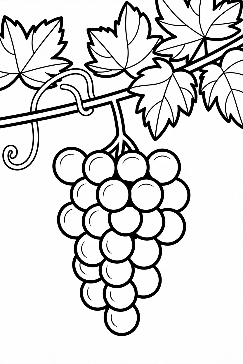 Grapes Design 4 - Grapes Coloring Pages Free Printable for Kids - Fruit