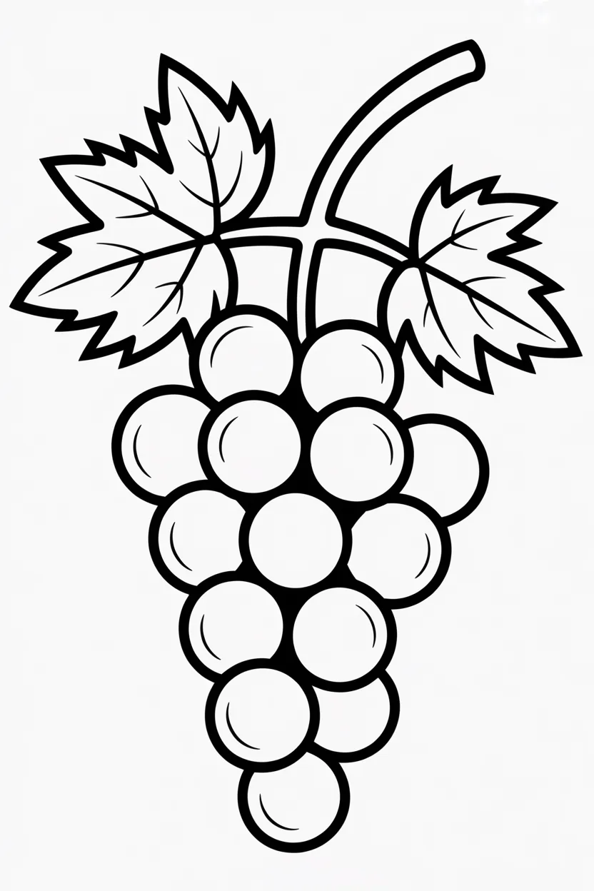 Grapes Design 1 - Grapes Coloring Pages Free Printable - Fruit Fun for Kids