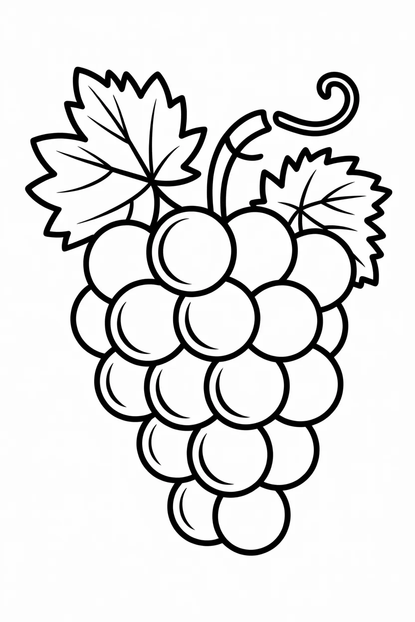 Grapes Design 2 - Grapes Coloring Pages Free Printable - Fruit Fun for Kids