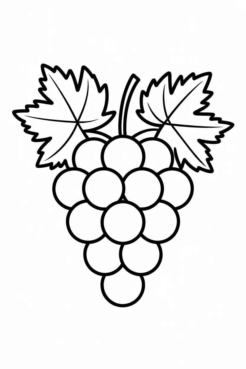 Grapes Design 3 - Grapes Coloring Pages Free Printable - Fruit Fun for Kids