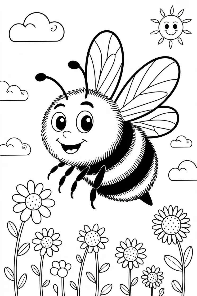 Honey bee Design 1 - Honey Bee Coloring Pages Free Printable - Cute