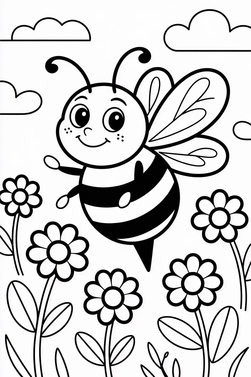 Honey bee Design 3 - Honey Bee Coloring Pages Free Printable - Cute
