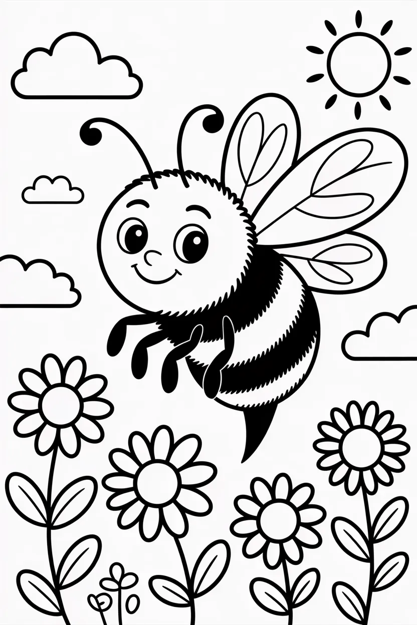Honey bee Design 4 - Honey Bee Coloring Pages Free Printable - Cute