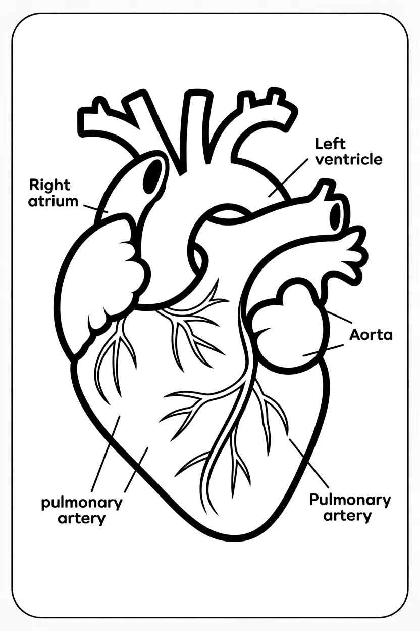 Human heart Design 1 - Human Heart Coloring Pages Free Printable