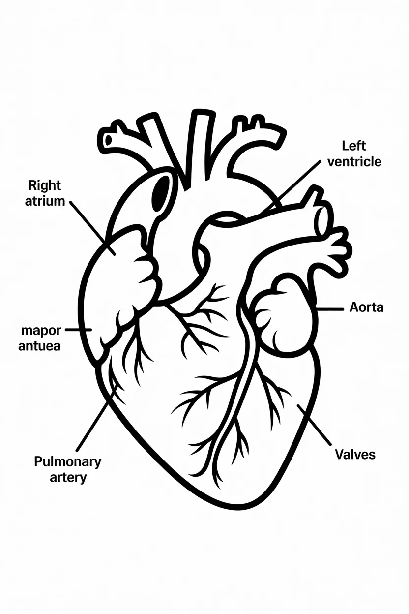 Human heart Design 1 - Human Heart Coloring Pages Free Printable (2)