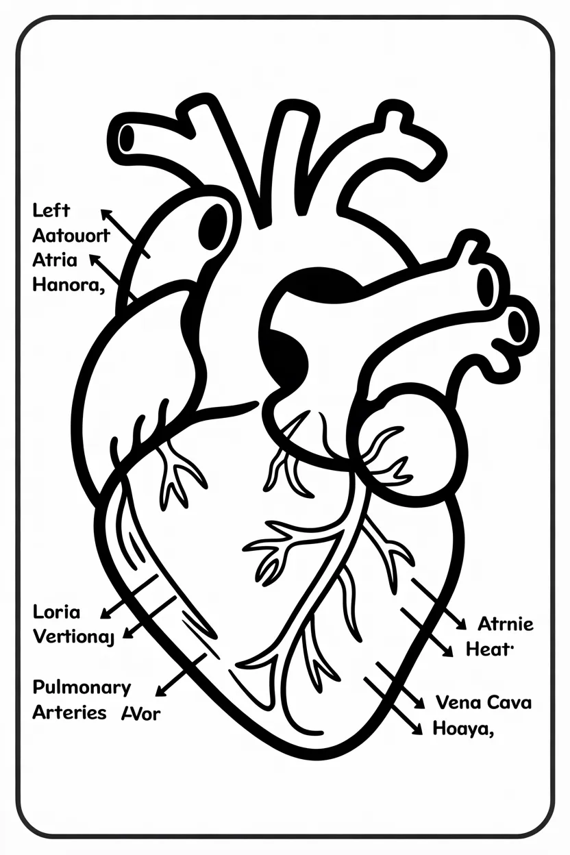 Human heart Design 3 - Human Heart Coloring Pages Free Printable