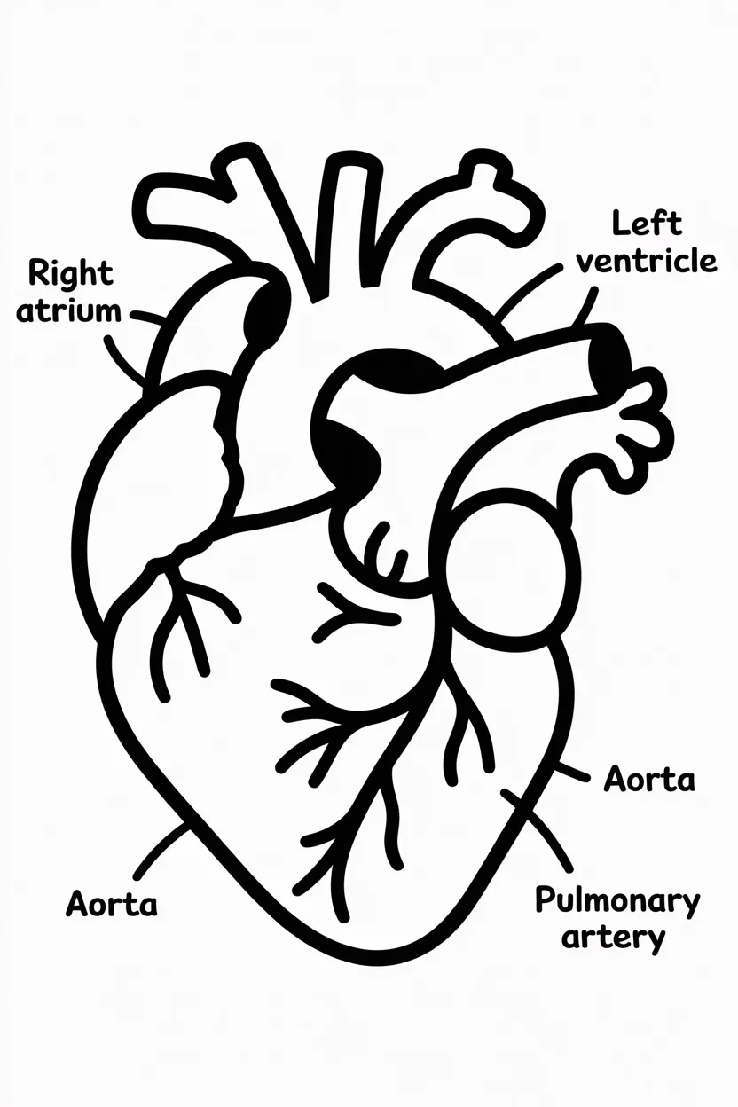 Human heart Design 4 - Human Heart Coloring Pages Free Printable