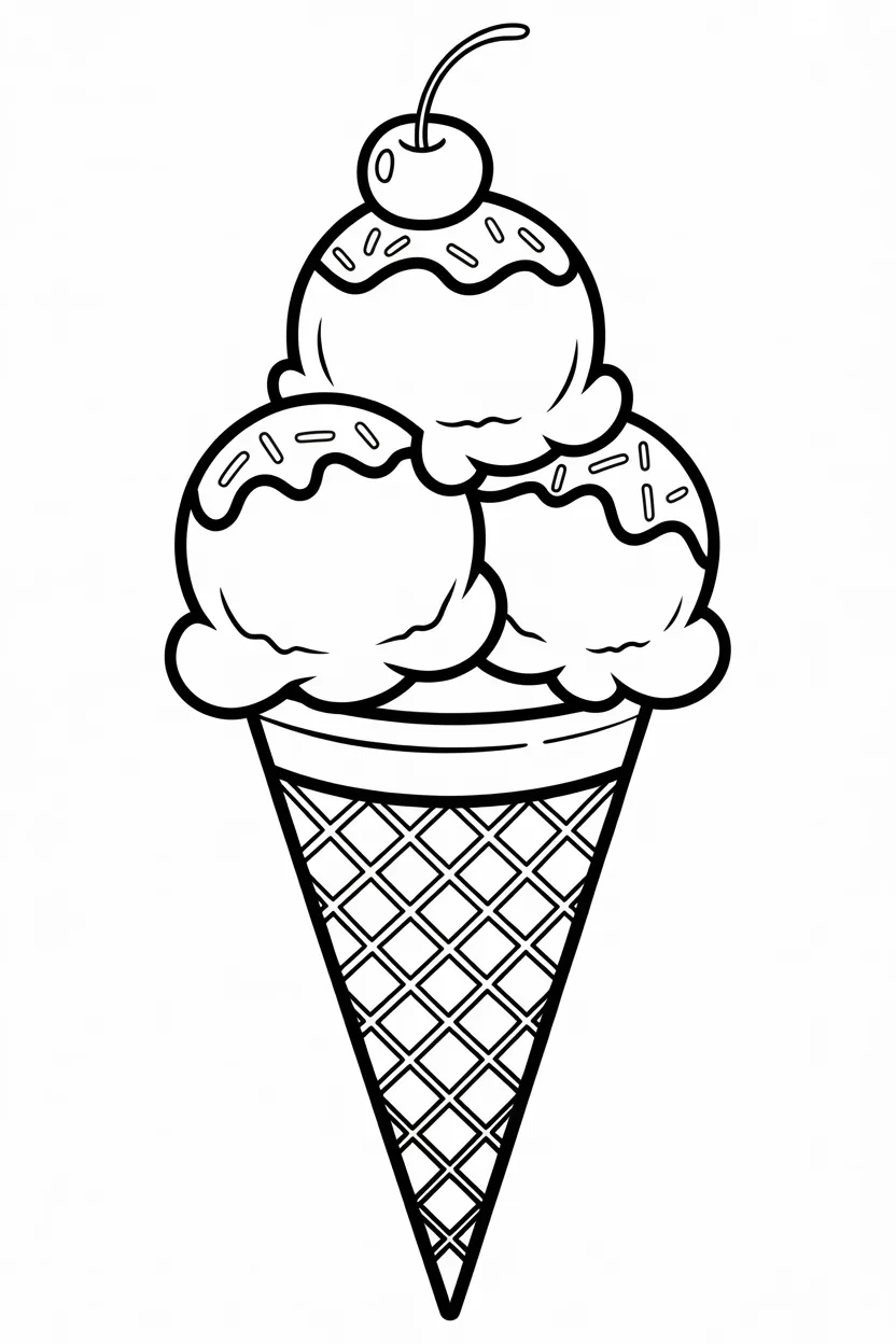 Ice cream cone Design 1 - Ice Cream Cone Coloring Pages Free Printable - Pack