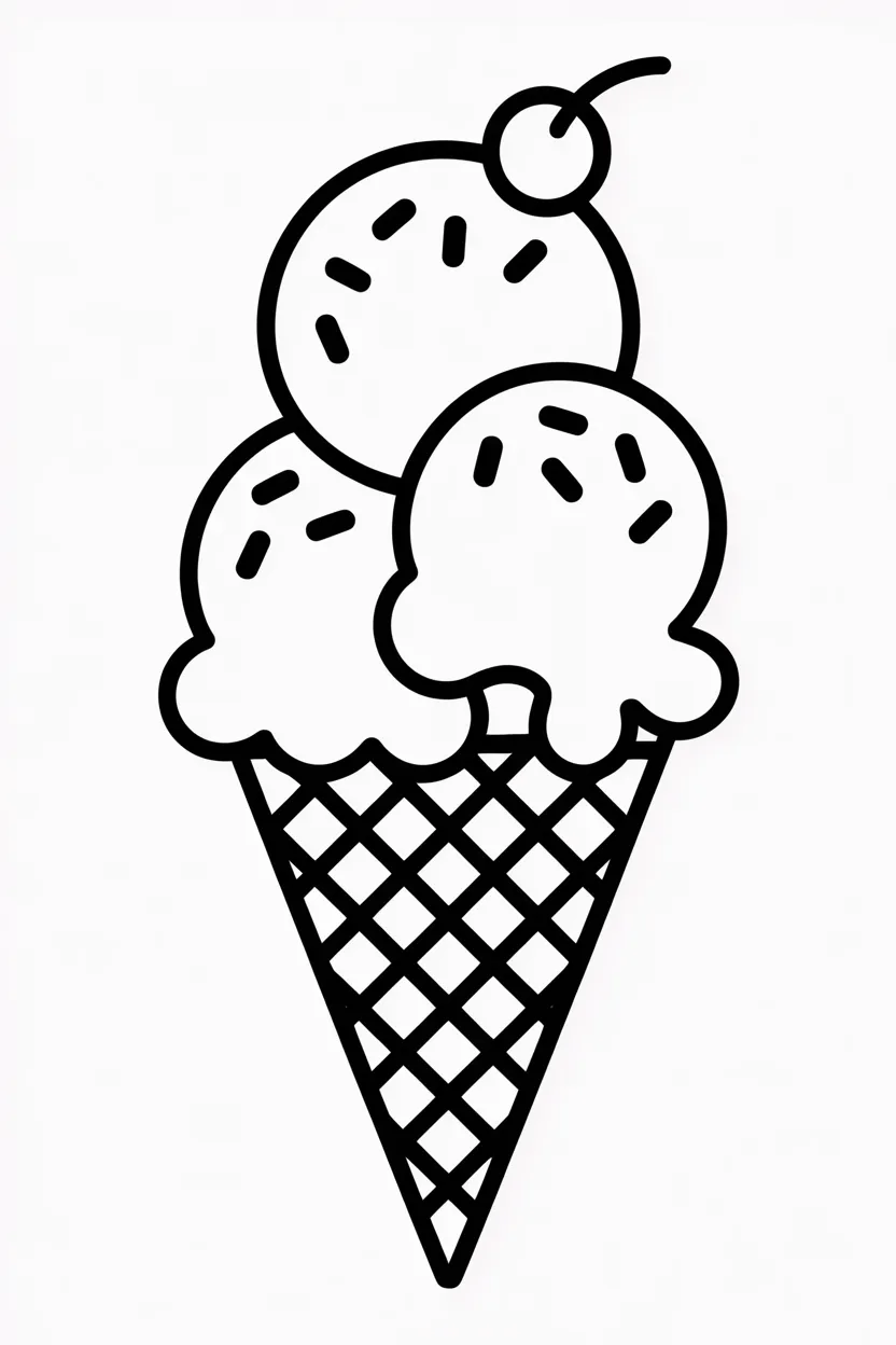 Ice cream cone Design 2 - Ice Cream Cone Coloring Pages Free Printable - Pack