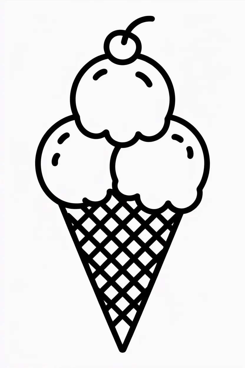 Ice cream cone Design 3 - Ice Cream Cone Coloring Pages Free Printable - Pack