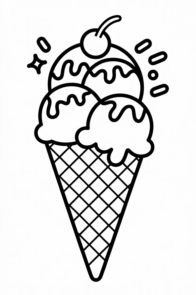 Ice cream cone Design 4 - Ice Cream Cone Coloring Pages Free Printable - Pack