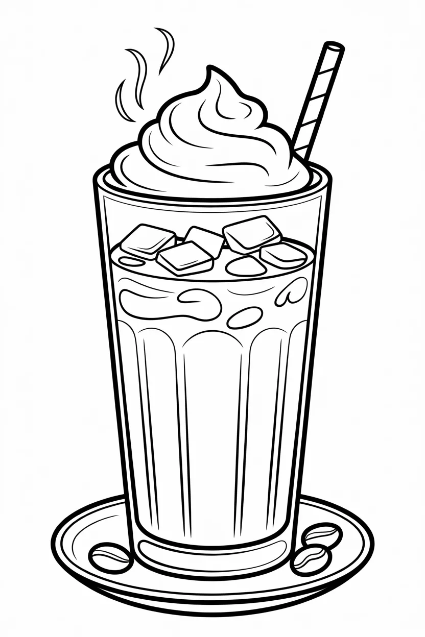 Iced coffee Design 1 - iced coffee coloring pages free printable for Kids - Cozy