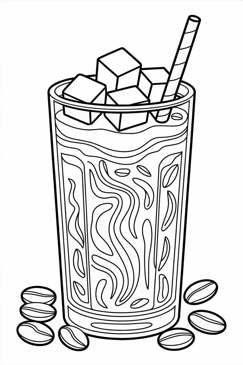 Iced coffee Design 1 - iced coffee coloring pages free printable for Kids - Cozy (2)