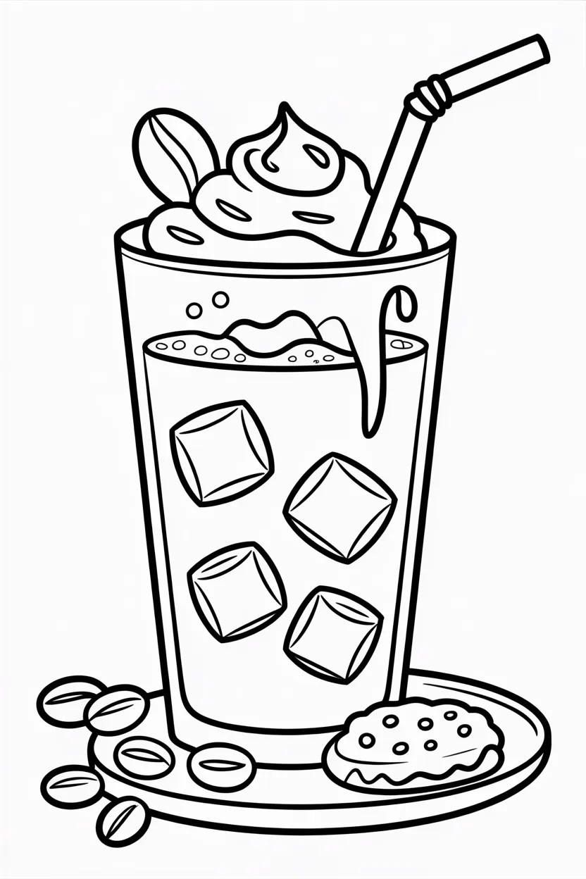 Iced coffee Design 1 - iced coffee coloring pages free printable for Kids - Cozy (3)