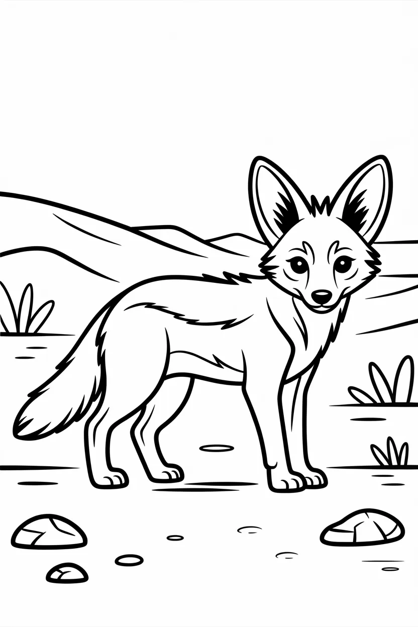 Jackal Design 1 - Jackal Coloring Pages Free Printable for Kids - Wildlife