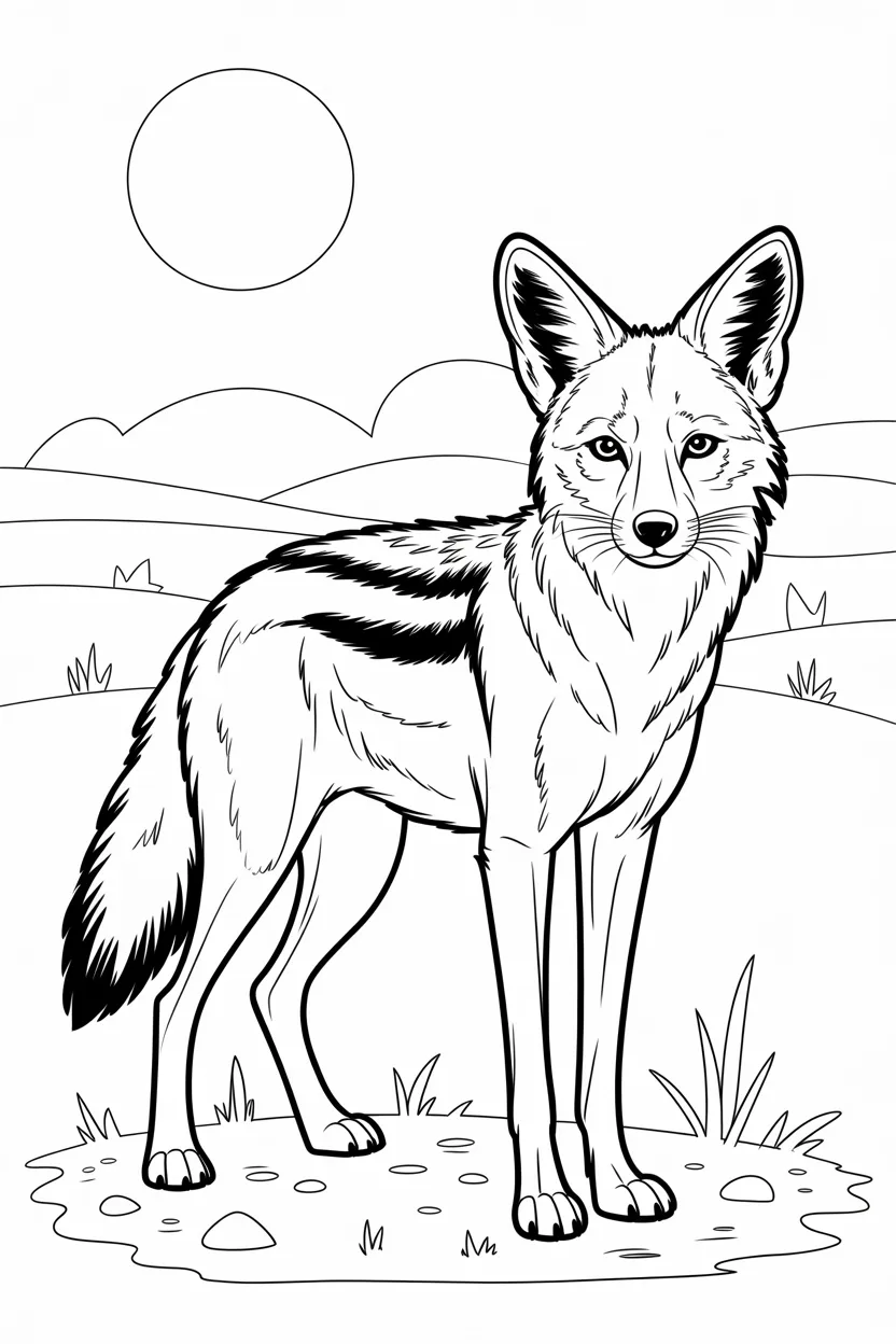Jackal Design 3 - Jackal Coloring Pages Free Printable for Kids - Wildlife