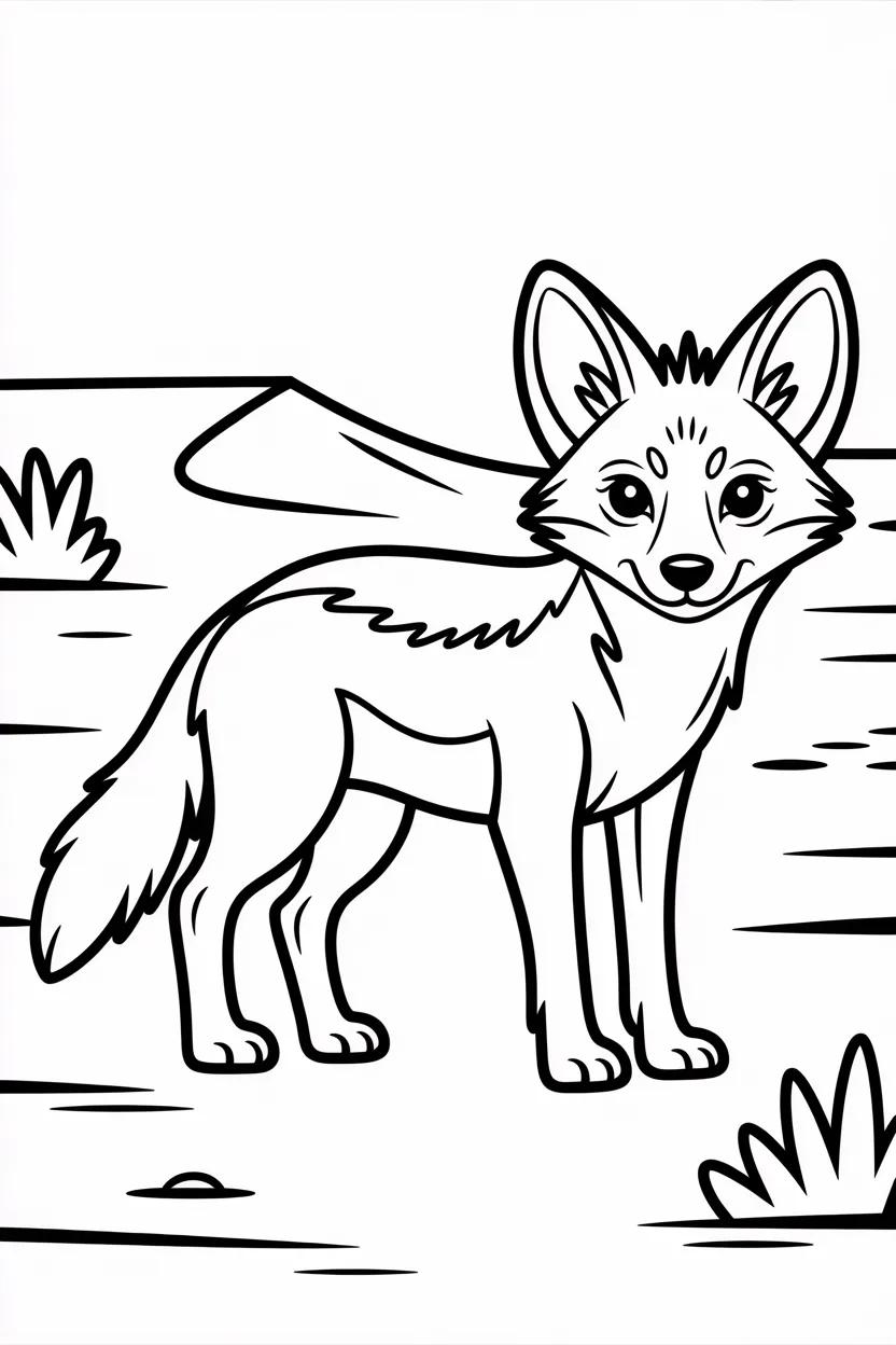 Jackal Design 4 - Jackal Coloring Pages Free Printable for Kids - Wildlife