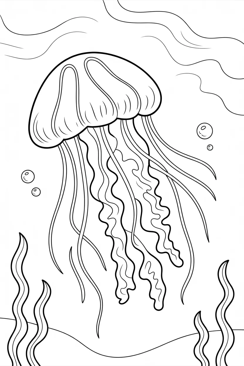 Jelly fish Design 2 - Jelly Fish Coloring Pages Free Printable - Ocean-Themed