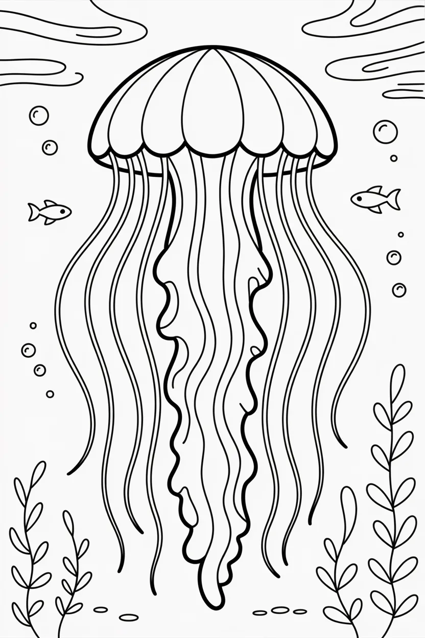 Jelly fish Design 4 - Jelly Fish Coloring Pages Free Printable - Ocean-Themed
