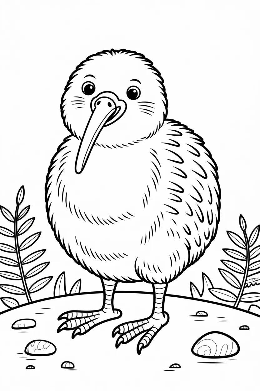Kiwi Design 2 - Kiwi coloring pages free printable - Cute & Pack