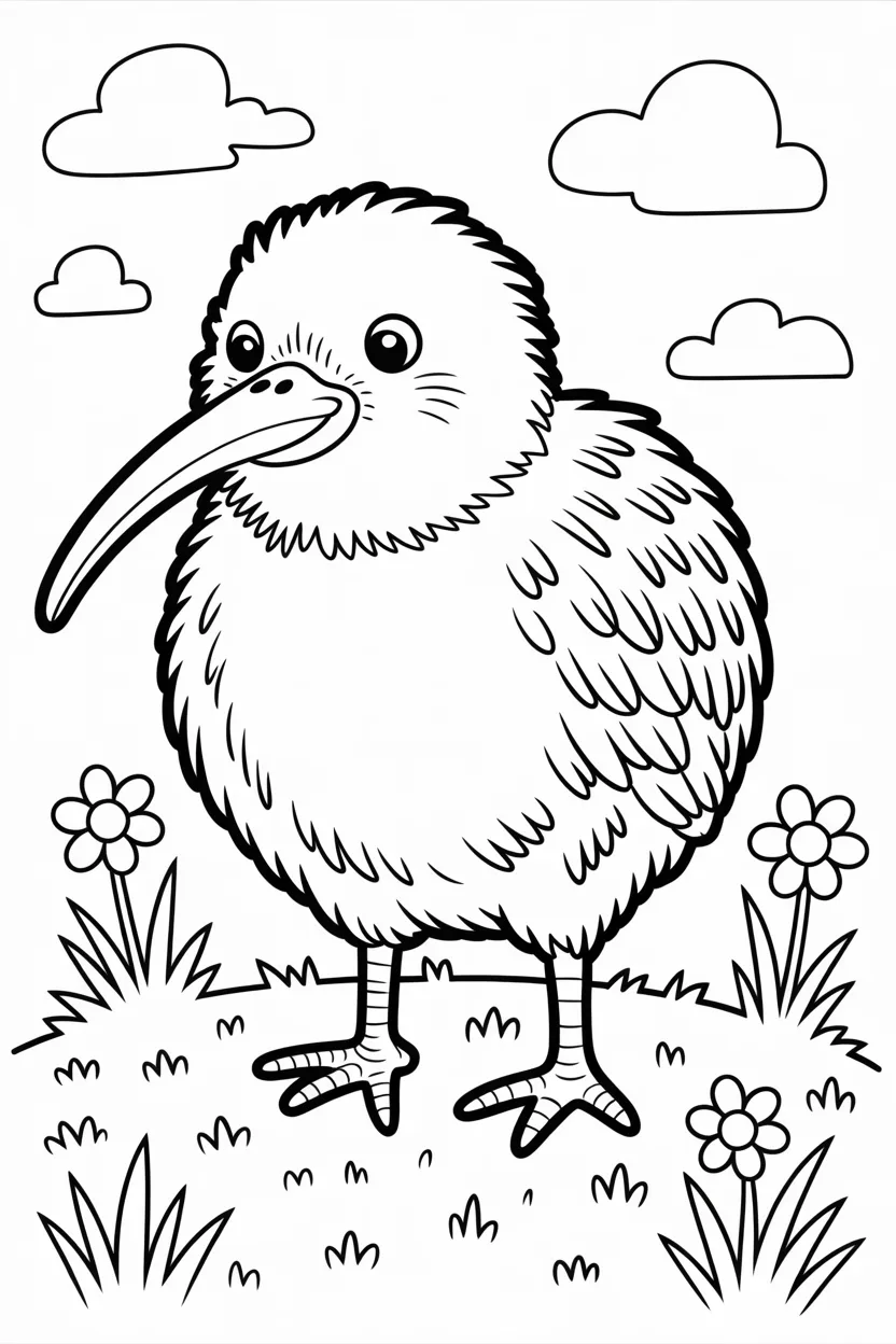 Kiwi Design 3 - Kiwi coloring pages free printable - Cute & Pack