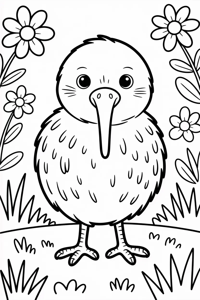 5 Kiwi coloring pages free printable for kids