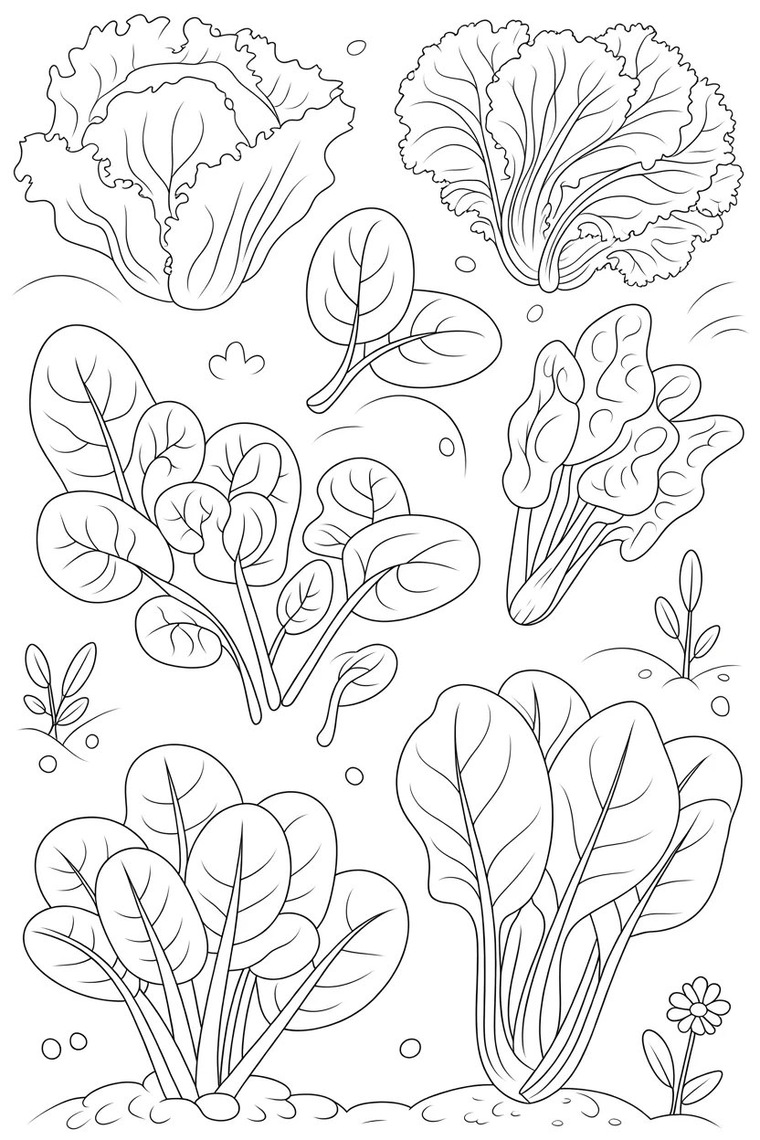 Leafy vegetables Design 1 - Leafy Vegetables Coloring Pages Free Printable for Kids (2)