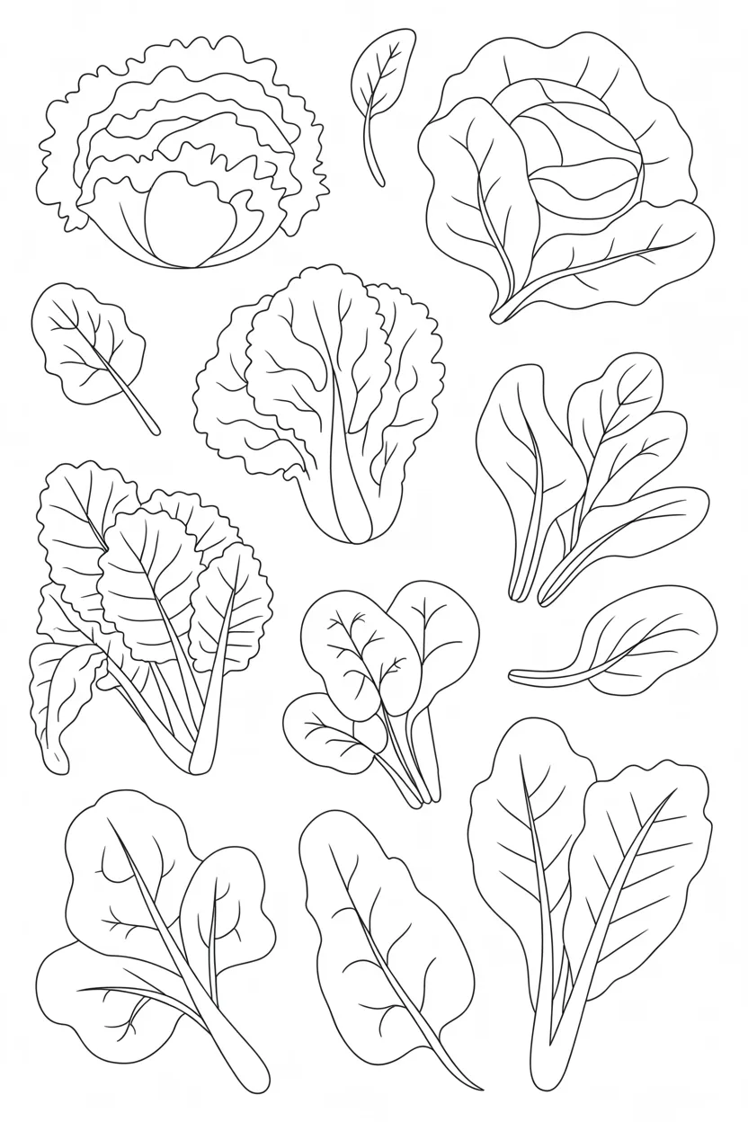 Leafy vegetables Design 1 - Leafy Vegetables Coloring Pages Free Printable for Kids (3)