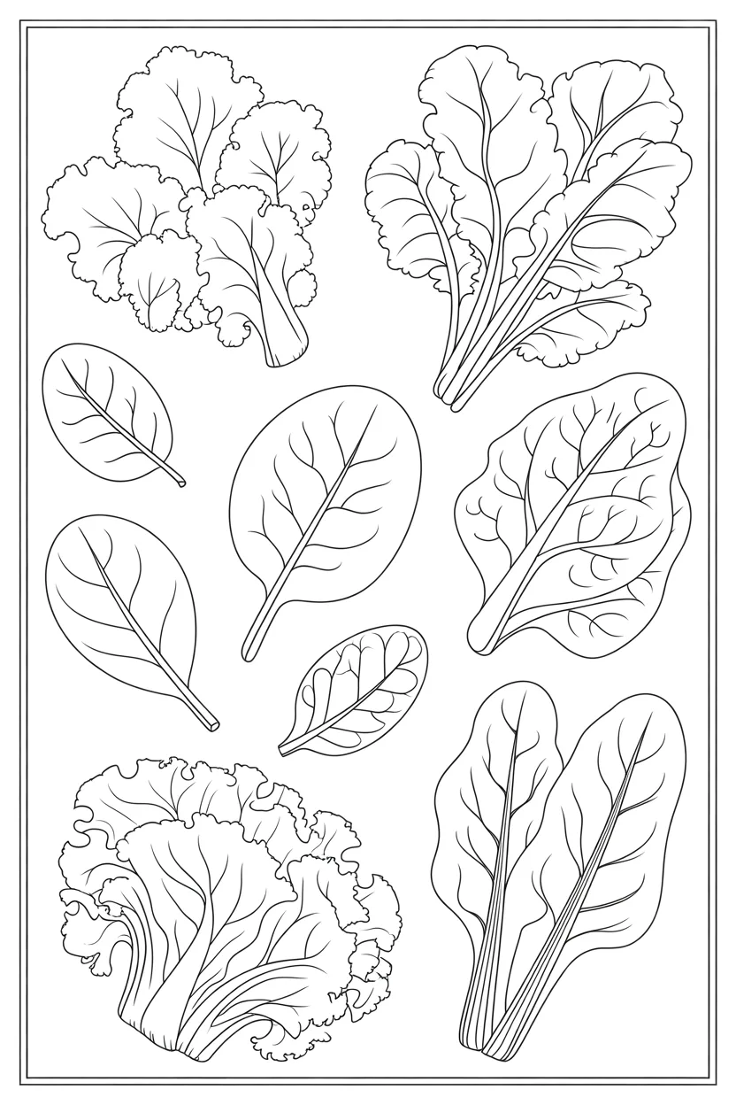 Leafy vegetables Design 1 - Leafy Vegetables Coloring Pages Free Printable for Kids (4)