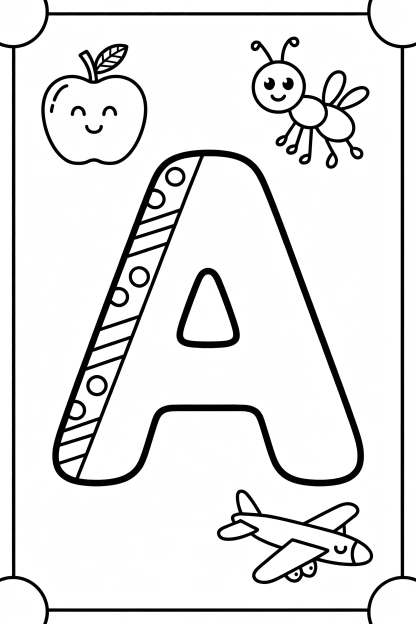 Letter Design 1 - Letter A Coloring Pages Free Printable for Kids - Alphabet
